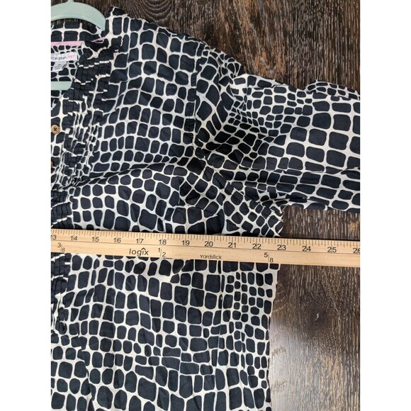 Isaac Mizrahi Black Alligator Print 3/4 Sleeve Shirt 1X - Picture 7 of 8